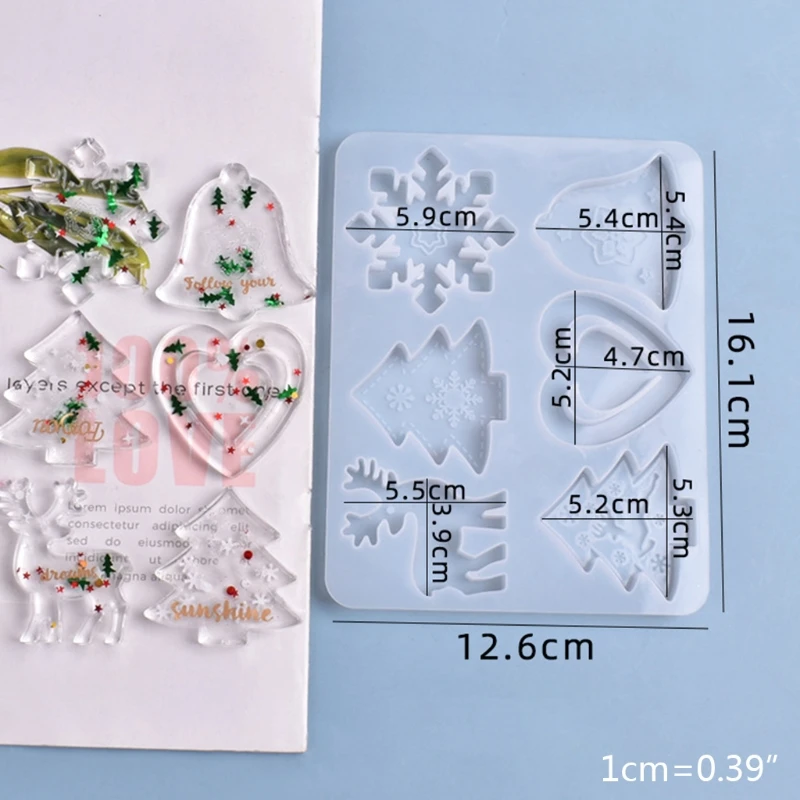 Christmas Pendant Epoxy Resin Mold Love Heart Bells Elk Xmas Tree Hanging Decorations Silicone Mould DIY Crafts Casting
Christmas Pendant Epoxy Resin Mold Love Heart Bells Elk Xmas Tree Hanging Decorations Silicone Mould DIY Crafts Casting