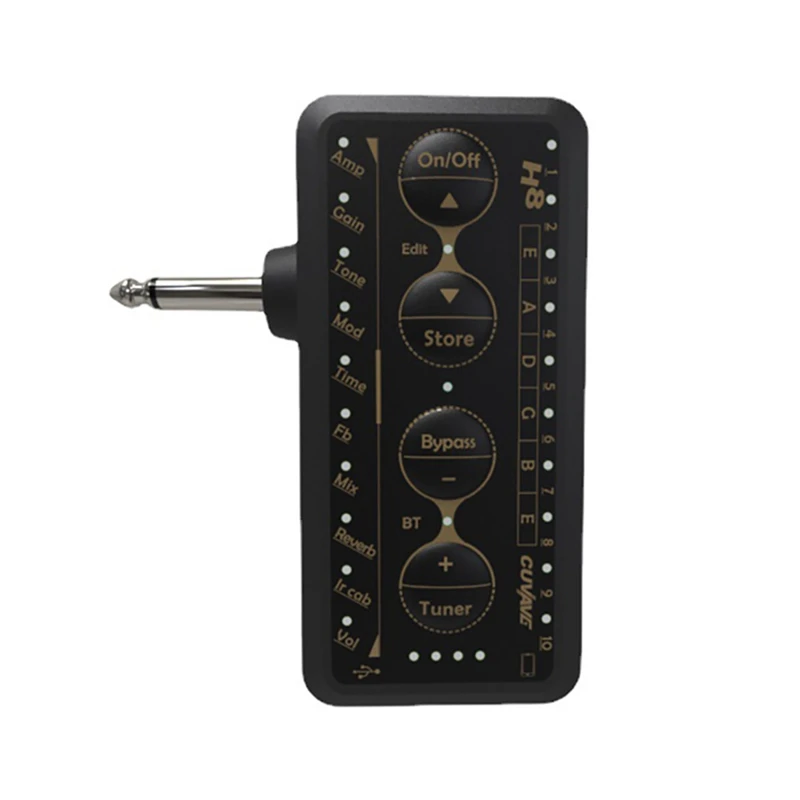 CUVAVE H8 Earphone Integrated Electric Guitar Effector 3.5Mm Plug It Contains 10 Classic AMP Box Head Digital Analog Timbres 
CUVAVE H8 Earphone Integrated Electric Guitar Effector 3.5Mm Plug It Contains 10 Classic AMP Box Head Digital Analog Timbres