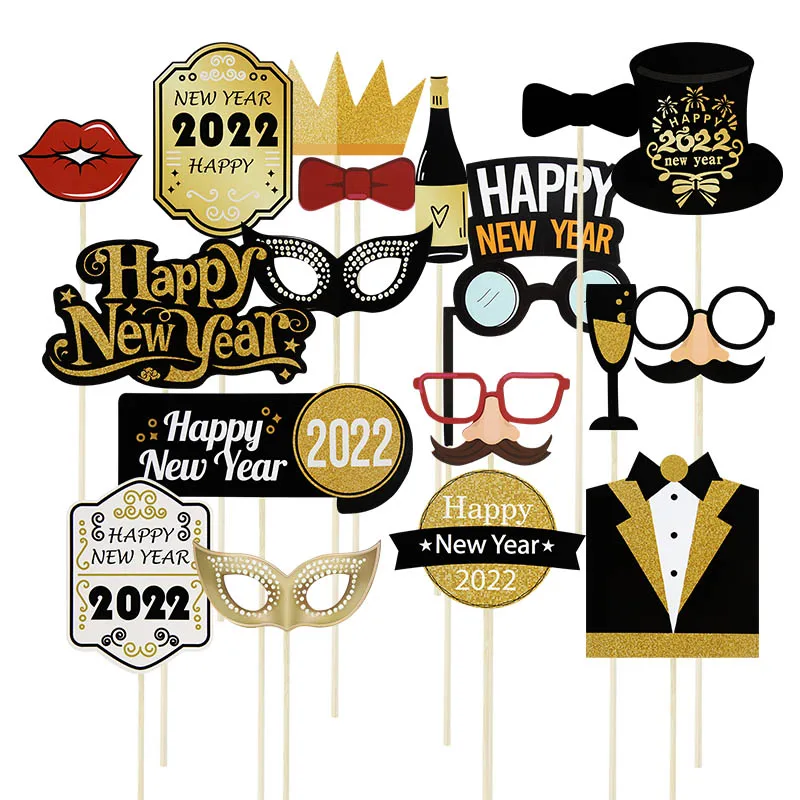 18pcs/set Happy New Year 2022 Eve Photo Booth Frame Funny Mask Beard Hats Glasses Christmas Decorations Navidad New Year Gift
18pcs/set Happy New Year 2022 Eve Photo Booth Frame Funny Mask Beard Hats Glasses Christmas Decorations Navidad New Year Gift