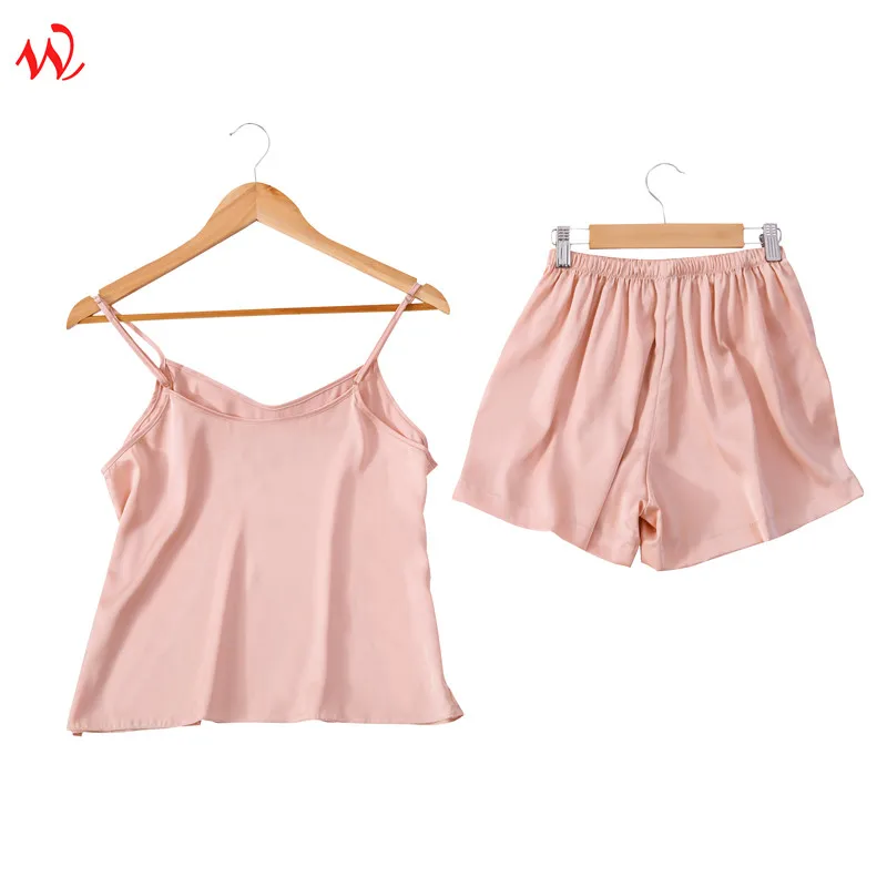 Summer New Pajamas Set Silk Satin Women's Pyjamas Sexy Lace Sleepwear Suit V-Neck Nightwear Beauty Back Pijamas Female Home Wear 
Summer New Pajamas Set Silk Satin Women's Pyjamas Sexy Lace Sleepwear Suit V-Neck Nightwear Beauty Back Pijamas Female Home Wear