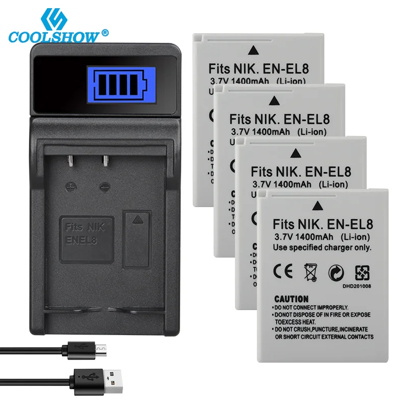 

EN EL8 ENEL8 EN-EL8 Batteries for Nikon COOLPIX P1 P2 L1 L2 S1 S2 S3 S4 S5 S6 S7 S7C S8 S9 S51 S50 S52 1400mAh Camera Battery