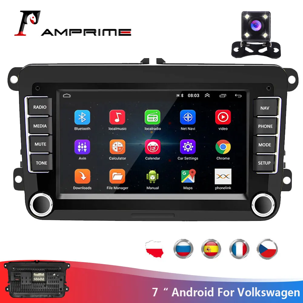 Автомобильный мультимедийный плеер AMPrime стерео магнитола на Android с Bluetooth 7 "GPS