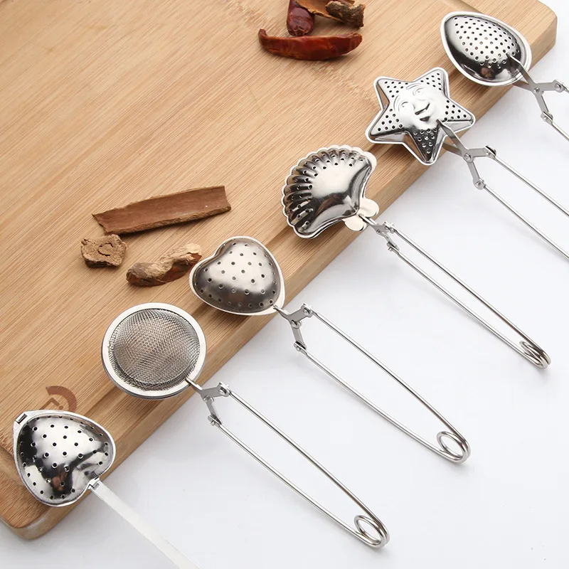 

5 Style Spring Spoon Tea Mesh Ball Infuser Filter Teaspoon Squeeze Creative Strainer Metal Stainless Steel Handle Spoon