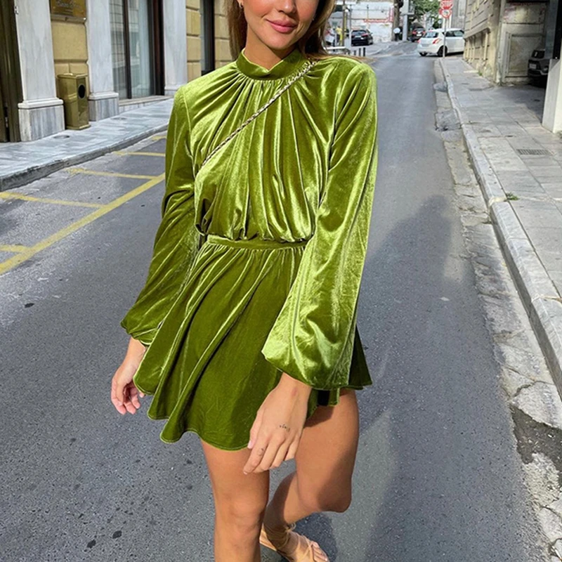 Женское осеннее платье с открытой спиной, пикантное платье с рюшами, длинным рукавом и круглым вырезом для взрослых
Женское осеннее платье с открытой спиной, пикантное платье с рюшами, длинным рукавом и круглым вырезом для взрослых