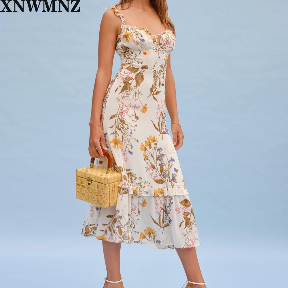 XNWMNZ женское модное платье с цветочным принтом, Приталенный лиф и гофрированный подол, женские шикарные винтажные платья высокого качества 
XNWMNZ женское модное платье с цветочным принтом, Приталенный лиф и гофрированный подол, женские шикарные винтажные платья высокого качества