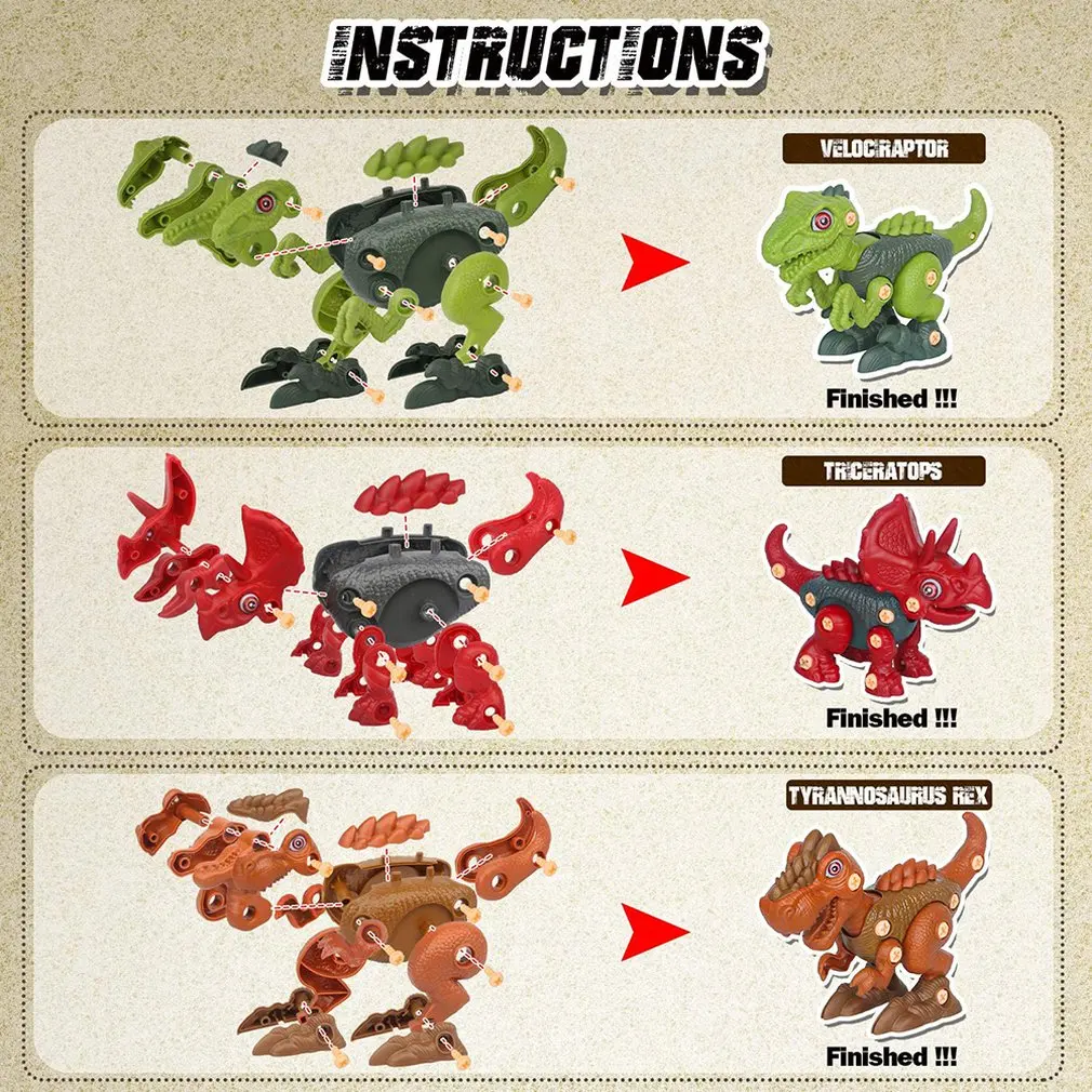3Pcs/Set Fun 3 In 1 Electric Puzzle Diy Disassembly And Assembly Dinosaur Toy With Electric Dril Building Toy For Kids
3Pcs/Set Fun 3 In 1 Electric Puzzle Diy Disassembly And Assembly Dinosaur Toy With Electric Dril Building Toy For Kids