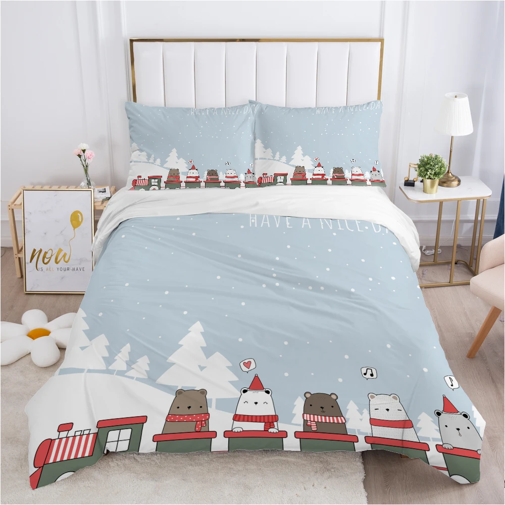 

Children Bedding set for Kids Baby Child Girls boy140x200 Single Quilt/Comfortable/Duvet Cover Set Bed Linens Cute snow