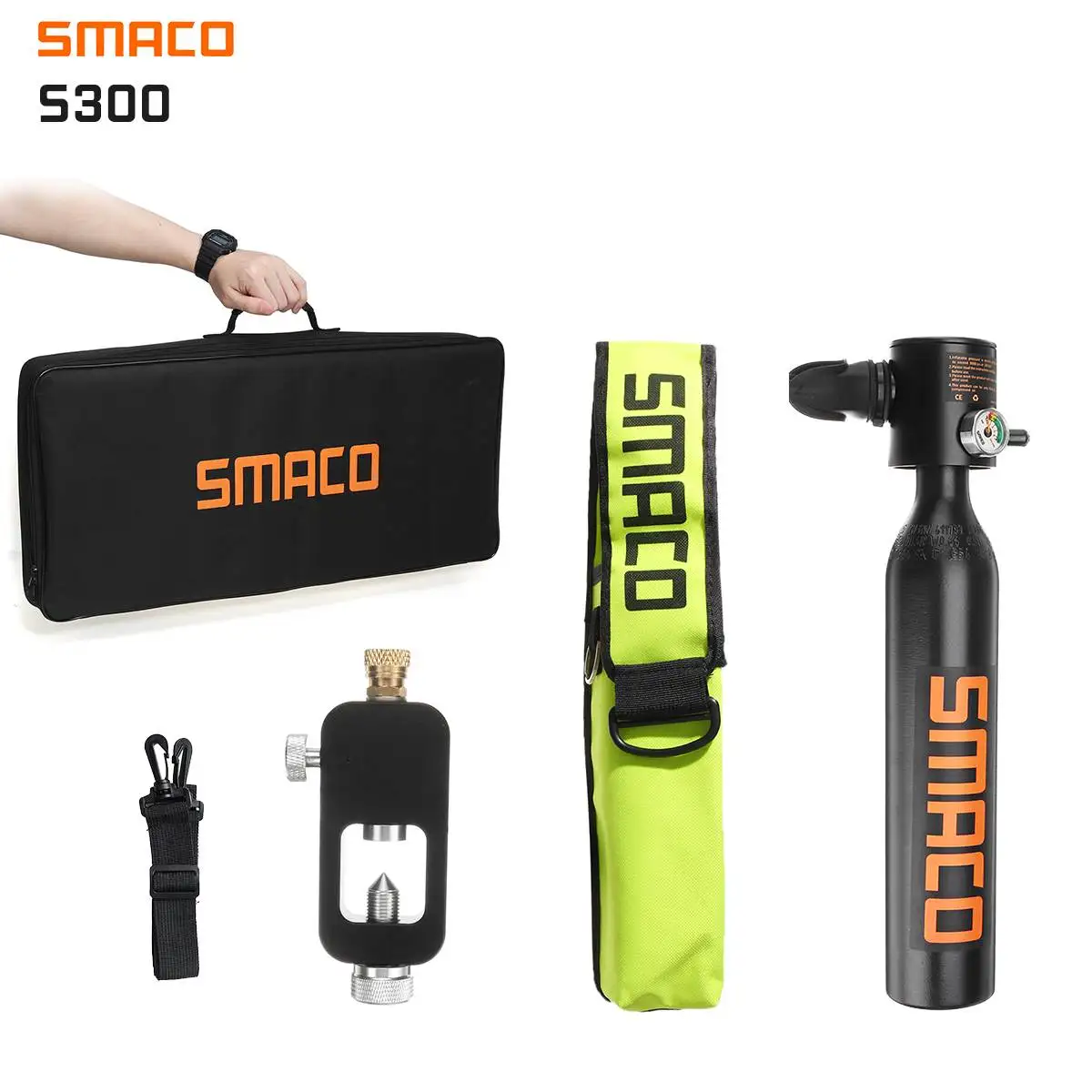 SMACO S300 0.5L Oxygen Cylinder Mini Scuba Diving Air Tank Pump Respirator Adapter Mouthpiece Diving Kit Snorkeling Diving
SMACO S300 0.5L Oxygen Cylinder Mini Scuba Diving Air Tank Pump Respirator Adapter Mouthpiece Diving Kit Snorkeling Diving