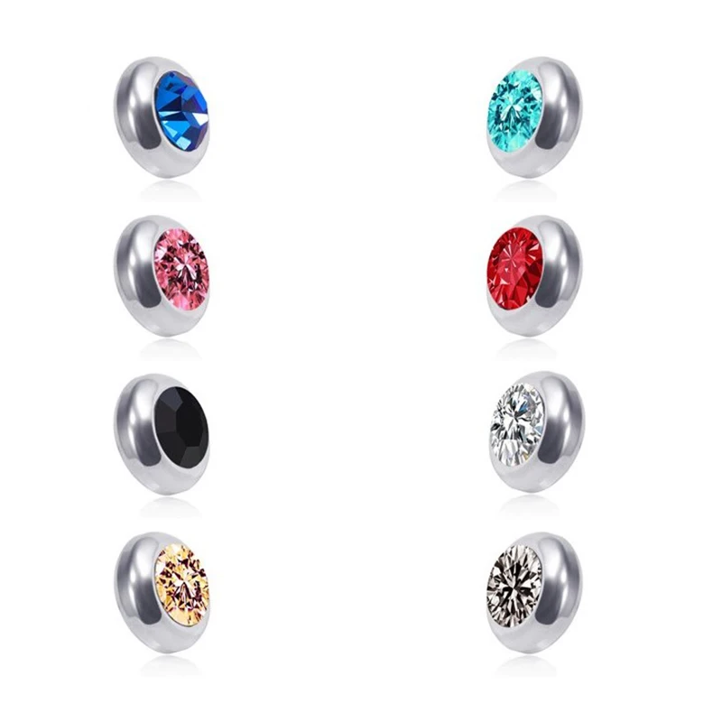 8mm Stainless Steel Fake Piercing Magnetic Ear Stud Crystal Earring Jewelry