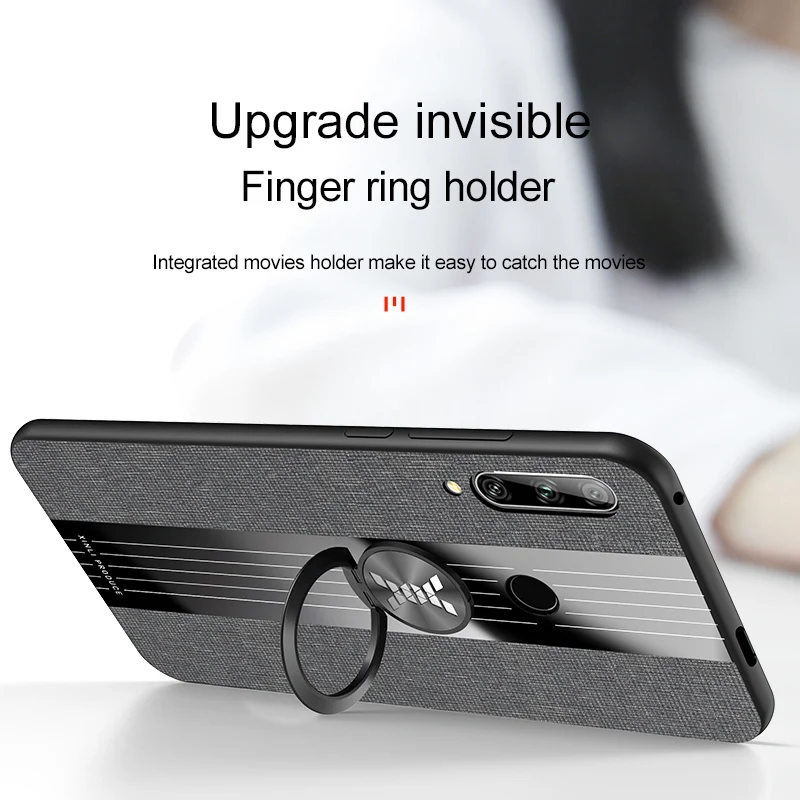 Чехол для Huawei Honor 9X премиум-класса с кольцом-держателем Ткань Твердый переплет