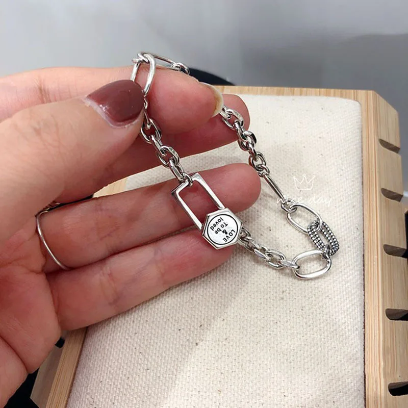 VENTFILLE 925 Sterling Silver Geometric Hexagonal Letter Bracelet Female Fashion Personality Punk All-match Jewelry Handmade
VENTFILLE 925 Sterling Silver Geometric Hexagonal Letter Bracelet Female Fashion Personality Punk All-match Jewelry Handmade
