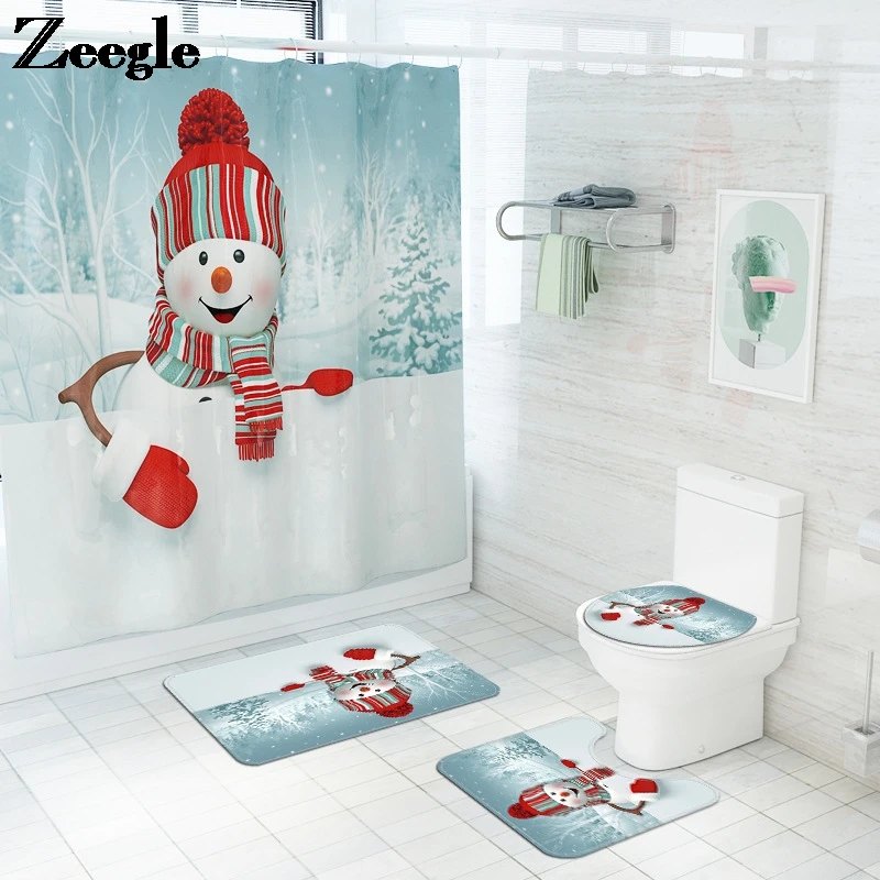 Christmas Snowman Printed Waterproof Shower Curtain with Hooks Bathroom Bath Mat Set Washable Bath Mat Anti-slip Foot Mat
Christmas Snowman Printed Waterproof Shower Curtain with Hooks Bathroom Bath Mat Set Washable Bath Mat Anti-slip Foot Mat
