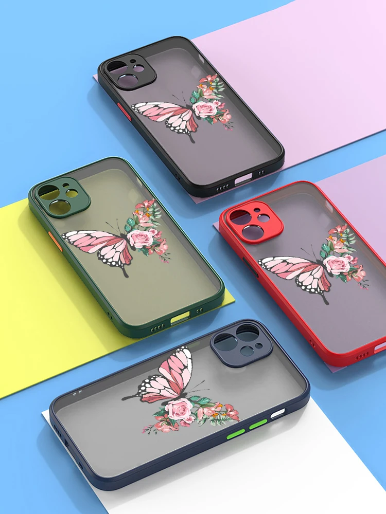 Butterfly Flower Floral Phone Case Color Matte Transparent For iPhone 13 12 11 Pro Max Mini X XR XS 7 8 Plus Shell Cover Coque
Butterfly Flower Floral Phone Case Color Matte Transparent For iPhone 13 12 11 Pro Max Mini X XR XS 7 8 Plus Shell Cover Coque