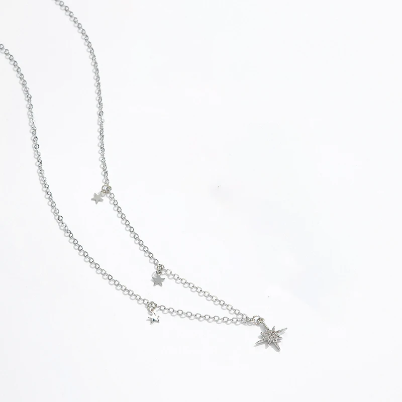 

Trendy Cubic Zircon Fine Star Chain Pendant Charm Necklace For Women Elegant Best Friend Necklaces Girls Jewerly Gifts 2021