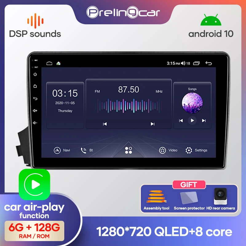 Автомагнитола Prelingcar 2 Din Android 10 0 без DVD мультимедийный видеоплеер навигатор GPS для