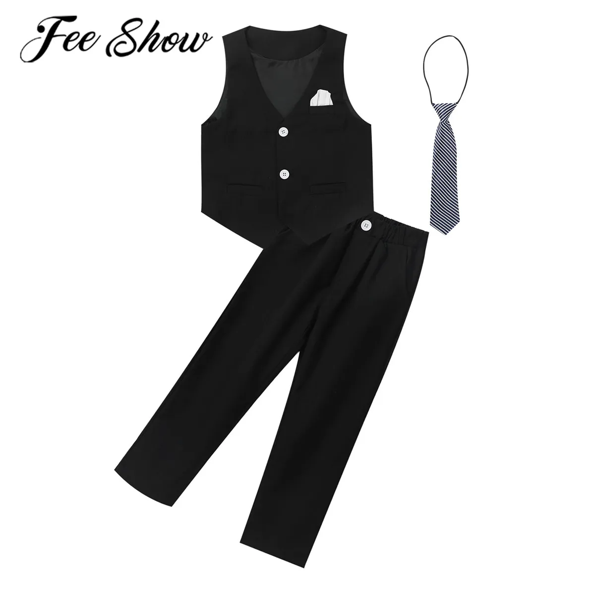 3Pcs Kids Boys Formal Suits for Wedding Sleevess Vest Waistcoat + Tie +Pants Party Dressy Suits for Boys Birthday Childrens Sets
3Pcs Kids Boys Formal Suits for Wedding Sleevess Vest Waistcoat + Tie +Pants Party Dressy Suits for Boys Birthday Childrens Sets