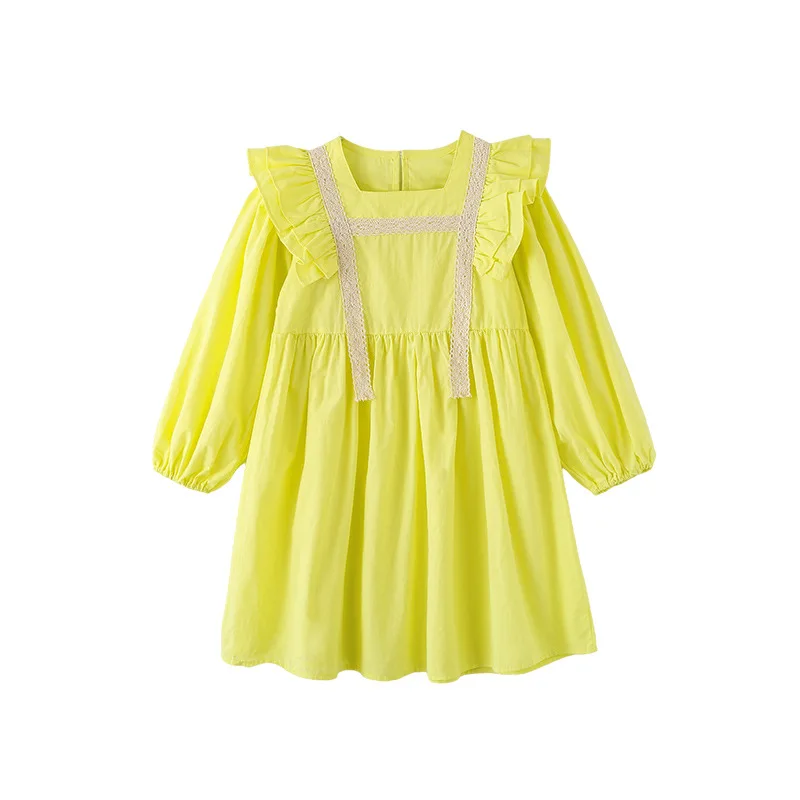 Square Collar Dresses Little Big Girl Long Sleeve Ruffles Dress Clothing Kids Cotton Yellow Knee Length Autumn Dresses Age 5-17Y
Square Collar Dresses Little Big Girl Long Sleeve Ruffles Dress Clothing Kids Cotton Yellow Knee Length Autumn Dresses Age 5-17Y