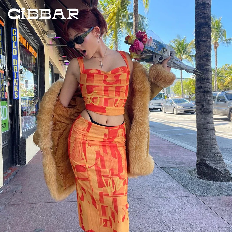 CIBBAR Casual Print Bodycon Party Two Piece Sets Women Zipper Tank Top And Side Split Midi Skirt Matching Suit Summer Streetwear
CIBBAR Casual Print Bodycon Party Two Piece Sets Women Zipper Tank Top And Side Split Midi Skirt Matching Suit Summer Streetwear