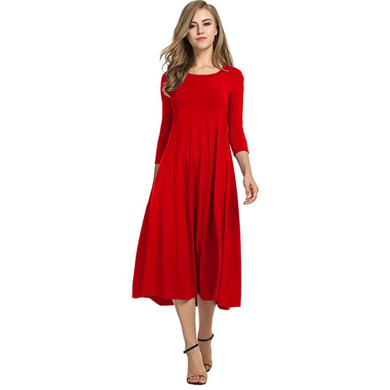 Autumn Spring Women Ladies Mid Sleeve Long Dress Crew Neck Solid Color Big Hem Plus Size One Piece Suit Female Casual Wear
Autumn Spring Women Ladies Mid Sleeve Long Dress Crew Neck Solid Color Big Hem Plus Size One Piece Suit Female Casual Wear