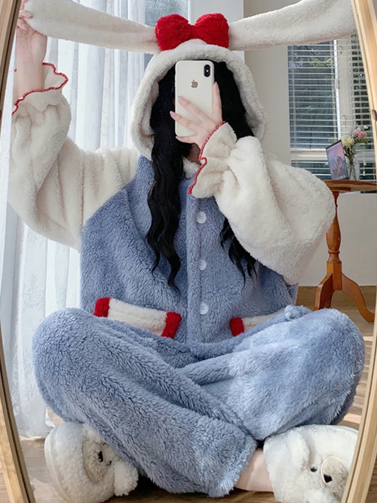 Милая бархатная Пижама кораллового цвета, Женский утепленный комплект из двух предметов, новинка зимы 2021, милая внешняя одежда для дома 
Милая бархатная Пижама кораллового цвета, Женский утепленный комплект из двух предметов, новинка зимы 2021, милая внешняя одежда для дома