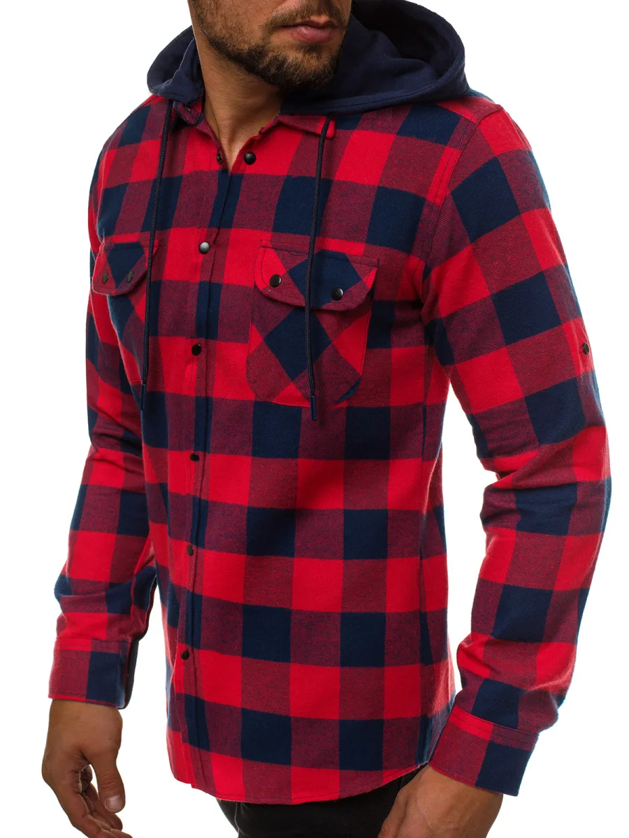 New Spring 2020 Men's Plaid Hoodie Shirt Work Pockets Casual Long Sleeve Shirt Man
New Spring 2020 Men's Plaid Hoodie Shirt Work Pockets Casual Long Sleeve Shirt Man
