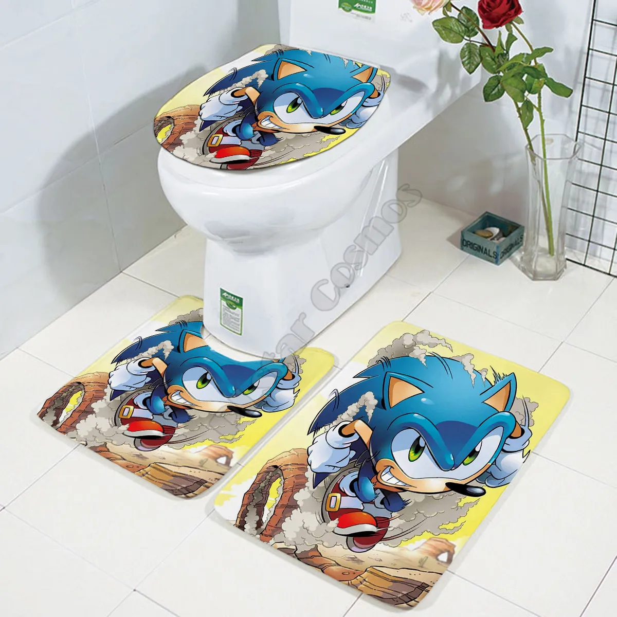 Sonic Funny Cartoon Three-piece set 3D printed Bathroom Pedestal Rug Lid Toilet Cover Bath Mat Set drop shipping 05
Sonic Funny Cartoon Three-piece set 3D printed Bathroom Pedestal Rug Lid Toilet Cover Bath Mat Set drop shipping 05