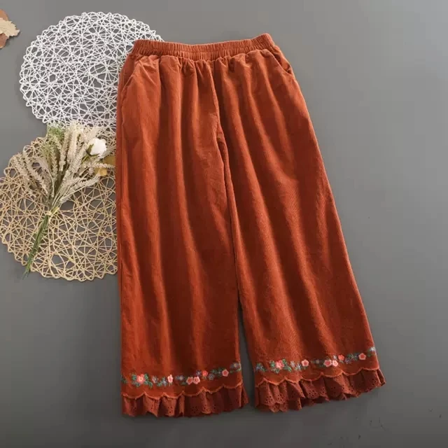 Autumn Winter Mori Girl Vintage Literature Embroidery Lace Wide Leg Pants Elastic Waist Corduroy Women's Trousers
Autumn Winter Mori Girl Vintage Literature Embroidery Lace Wide Leg Pants Elastic Waist Corduroy Women's Trousers