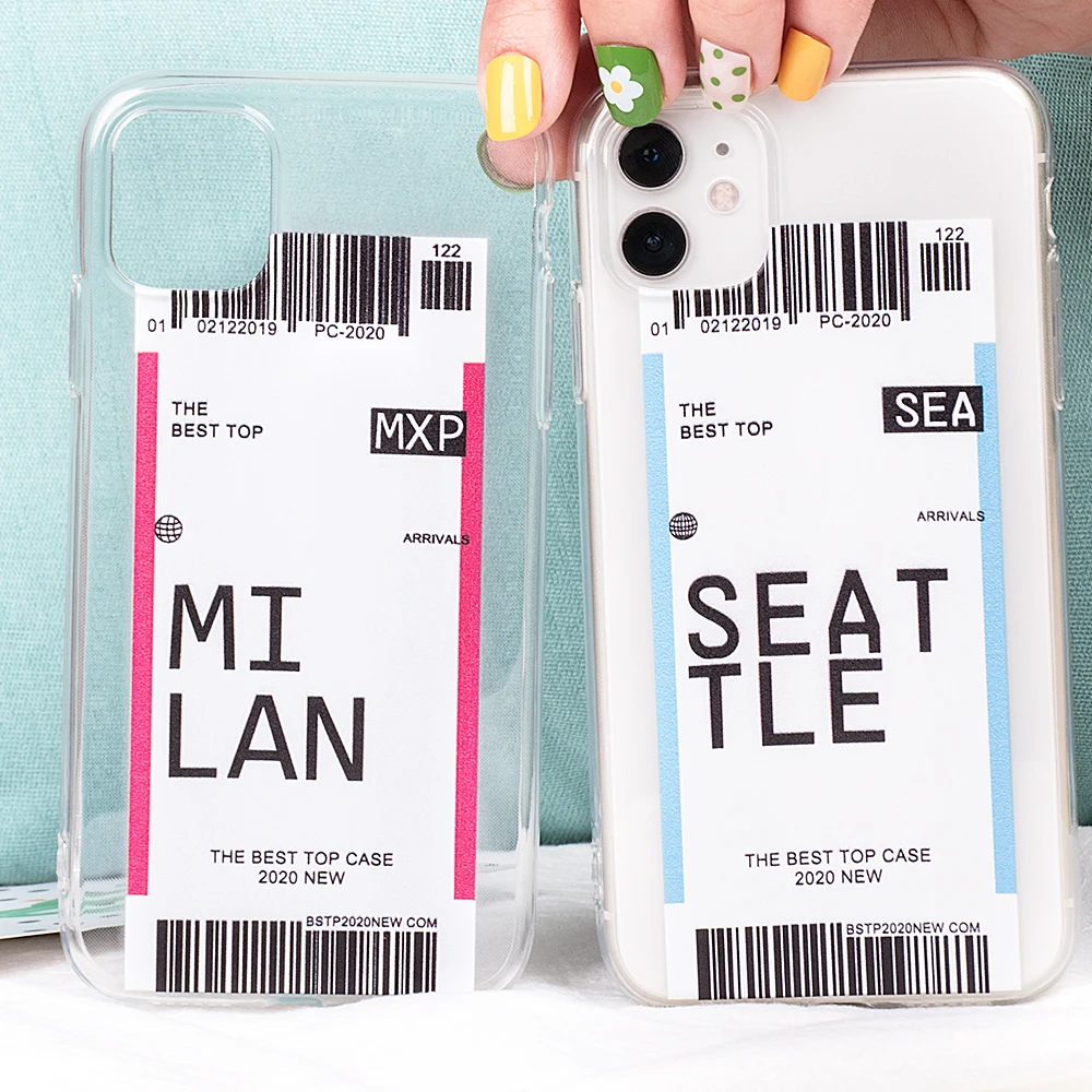 Personality Travel Airfare label Phone Case For iPhone 12 Pro Max 11 Pro Max 12 Mini INS City Letter barcode Transparent Cover
Personality Travel Airfare label Phone Case For iPhone 12 Pro Max 11 Pro Max 12 Mini INS City Letter barcode Transparent Cover