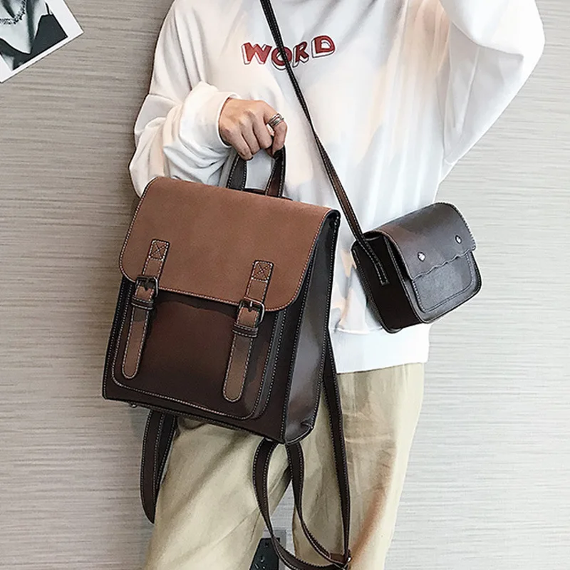 2020 Vintage Leather Women Backpack High Quality Female Ladies Student Bag Girl Famous Brand Casual School Package Total 2 Pcs
2020 Vintage Leather Women Backpack High Quality Female Ladies Student Bag Girl Famous Brand Casual School Package Total 2 Pcs