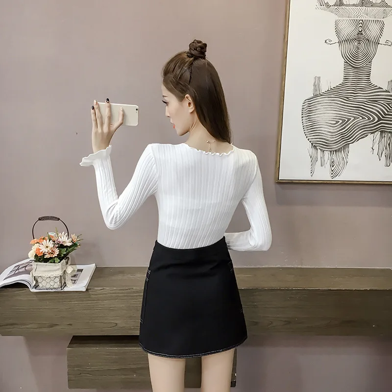 New Korean version of autumn dress fashion vertical tattoo slim solid color bottom knitted Elasticity Pullovers
New Korean version of autumn dress fashion vertical tattoo slim solid color bottom knitted Elasticity Pullovers