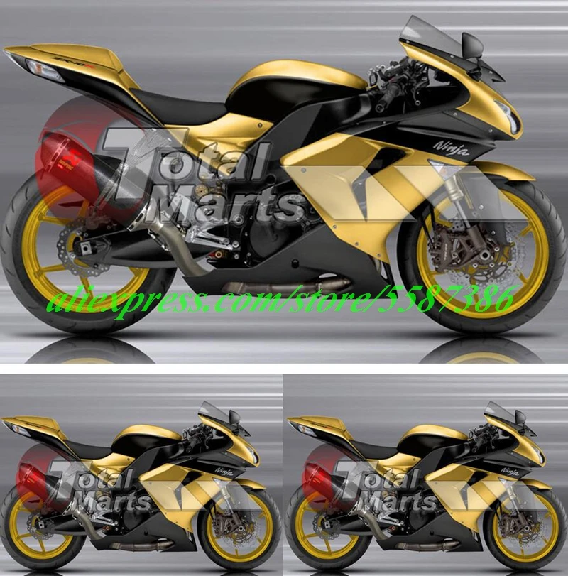 

4 подарка, новый полный комплект обтекателей для мотоцикла из АБС-пластика, подходит для Kawasaki Ninja ZX-10R ZX10R 2006 2007 06 07, золотистый матовый на зака...