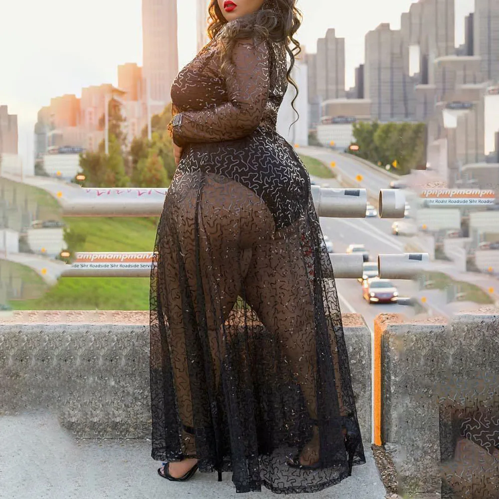 2021 Summer Dresses Plus Size 5XL New Fashion Casual Oversize Women's Sexy Mesh See Through Beads Long Dress V-neck Long Sleeve
2021 Summer Dresses Plus Size 5XL New Fashion Casual Oversize Women's Sexy Mesh See Through Beads Long Dress V-neck Long Sleeve