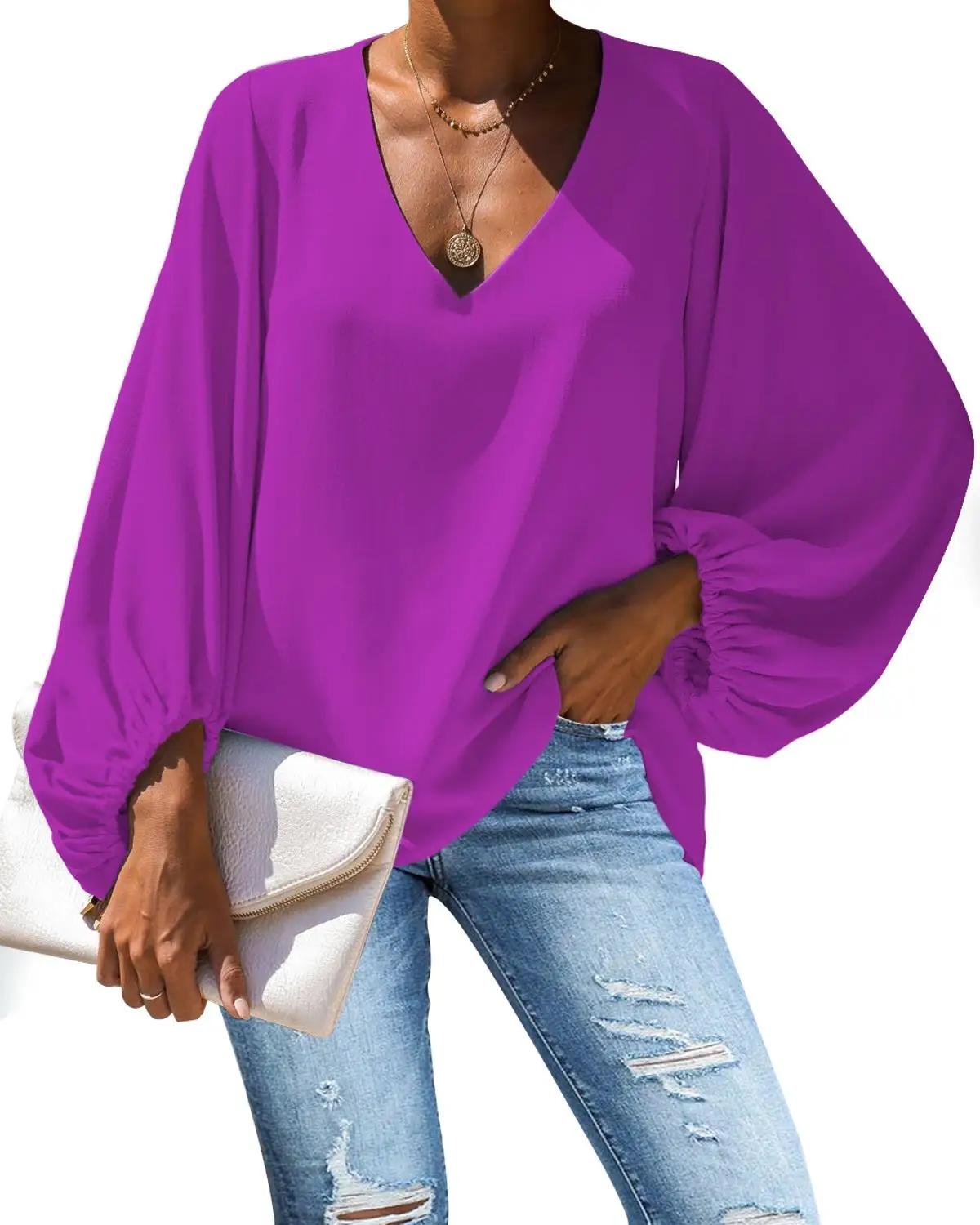 Large Size Women Blouse Solid Color Printing Casual Loose Long Sleeve Chiffon Blouses Sexy Shirts Vogue V-Neck Blusas De Mujer
Large Size Women Blouse Solid Color Printing Casual Loose Long Sleeve Chiffon Blouses Sexy Shirts Vogue V-Neck Blusas De Mujer