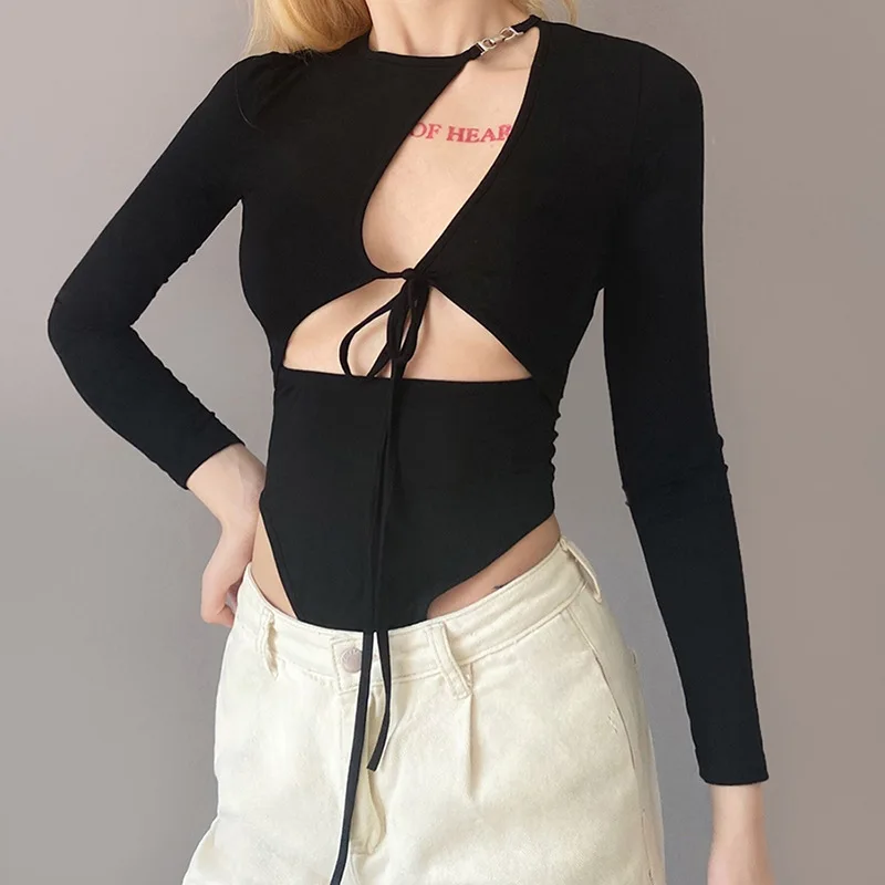 European and American Summer Women's New Ins Solid Color Hollow Strap Long-sleeved Sexy One-piece 
European and American Summer Women's New Ins Solid Color Hollow Strap Long-sleeved Sexy One-piece