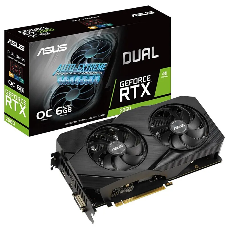 Видеокарта ASUS DUAL-RTX2060-O6G-EVO для настольного компьютера, игровая видеокарта для электронных видов спорта, 1395-1785 МГц, GDDR6, бит, RTX2060
Видеокарта ASUS DUAL-RTX2060-O6G-EVO для настольного компьютера, игровая видеокарта для электронных видов спорта, 1395-1785 МГц, GDDR6, бит, RTX2060