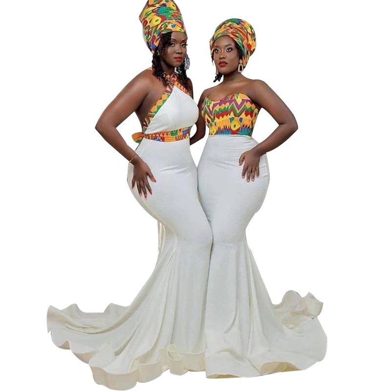 New Style Halter Open Back Long African Print Party Mermaid Evening Dress White Strapless Party Dresses Women Plus Size Gowns
New Style Halter Open Back Long African Print Party Mermaid Evening Dress White Strapless Party Dresses Women Plus Size Gowns