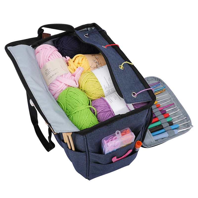

Многофункциональная сумка для шитья, бытовой Органайзер, Портативная сумка для вязания и пряжи для шерсти, наборы принадлежностей для вязания крючком