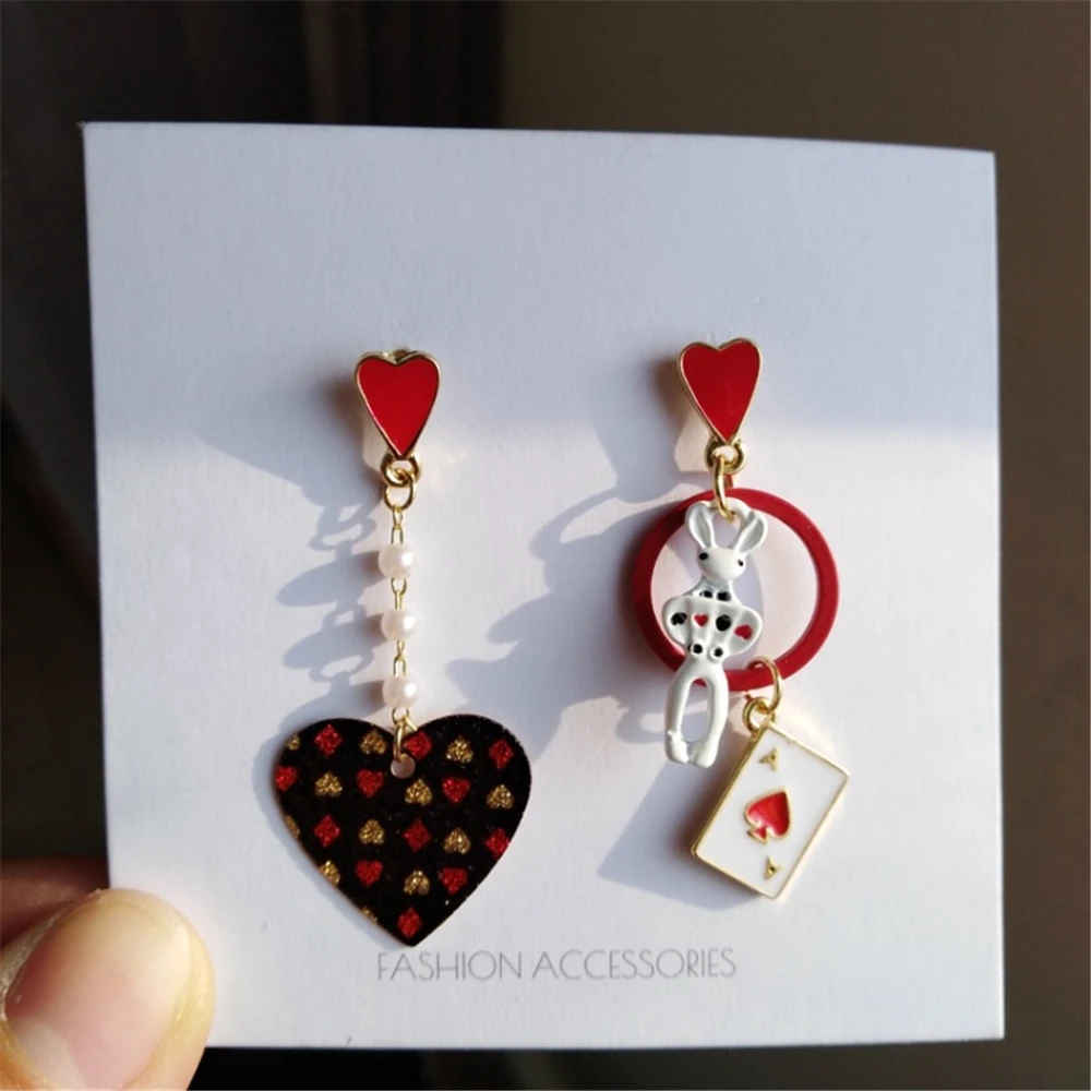 Asymmetric RUANME a pair of earrings heart earrings female rabbits eardrop poker earrings adorn article
Asymmetric RUANME a pair of earrings heart earrings female rabbits eardrop poker earrings adorn article