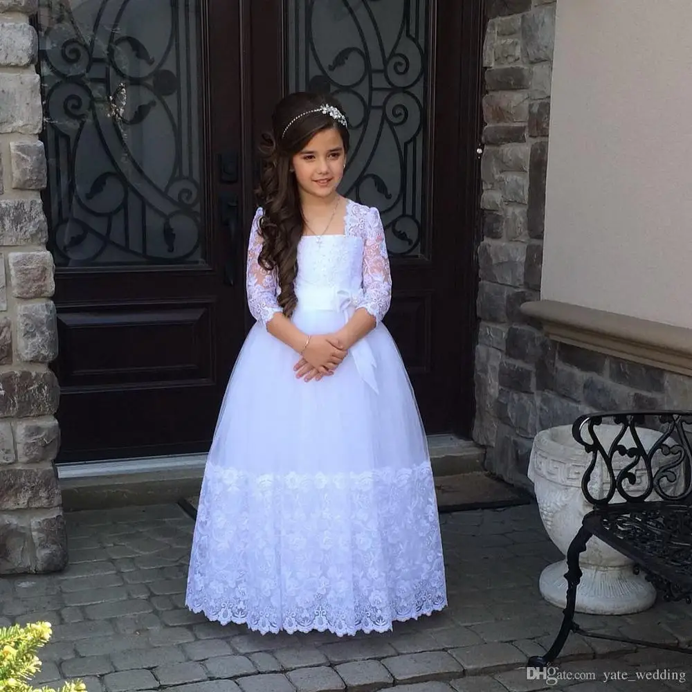 2020 милое платье принцессы с цветочным узором для девочек кружевными рукавами