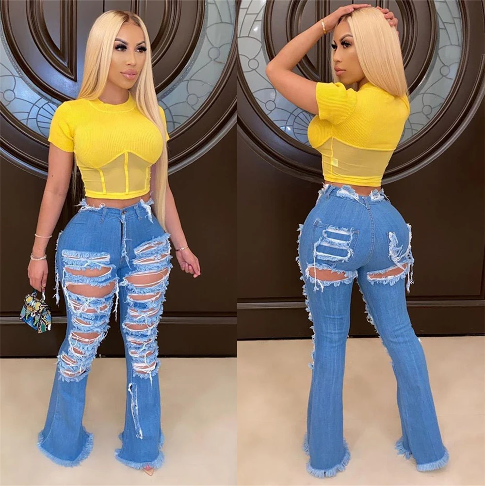 Ripped Jeans For Women High Waisted Jeans Vogue Flare Jeans With Holes Vintage Bell Bottom Jeans Womens Clothing
Ripped Jeans For Women High Waisted Jeans Vogue Flare Jeans With Holes Vintage Bell Bottom Jeans Womens Clothing