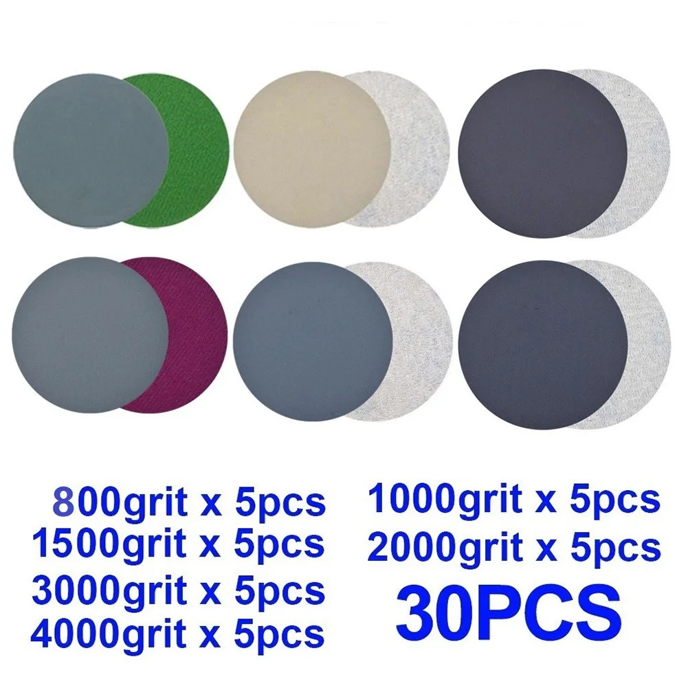 30pcs 5 Inch 125mm Hook&Loop Wet/Dry 800 1500 2000 3000 5000 7000 Sanding Disc Power Tool Abrasives Disc Water Sandpaper
30pcs 5 Inch 125mm Hook&Loop Wet/Dry 800 1500 2000 3000 5000 7000 Sanding Disc Power Tool Abrasives Disc Water Sandpaper