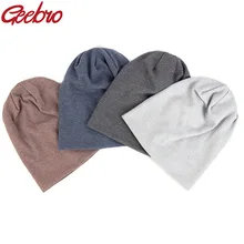 Geebro Casual Cotton Unisex Ribbed Beanies Caps For Women Men Autumn Winter slouch Skullies Hat Ladies Plain Hip Hop Hats