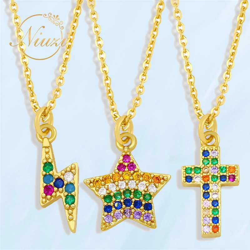 2021 New Trend Creative Women's Necklaces Vintage Fashion Rainbow Zircon Stars Cross Pendants Necklaces Teen Girls Party Jewelry
2021 New Trend Creative Women's Necklaces Vintage Fashion Rainbow Zircon Stars Cross Pendants Necklaces Teen Girls Party Jewelry
