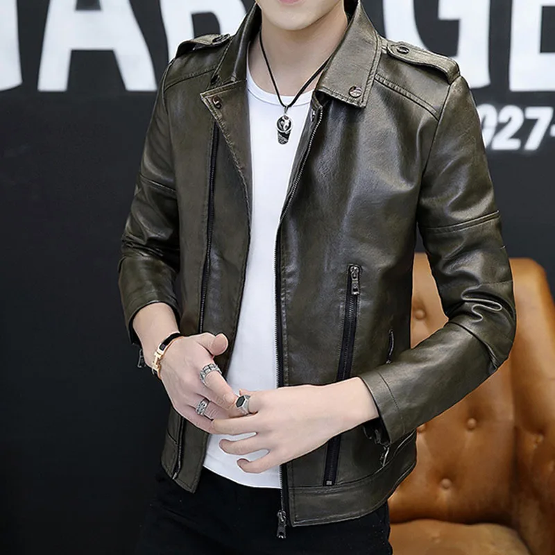 Men split leather jacket 2021 spring and autumn sheepskin slim short teenage male motorcycle leather jacket black green P06
Men split leather jacket 2021 spring and autumn sheepskin slim short teenage male motorcycle leather jacket black green P06