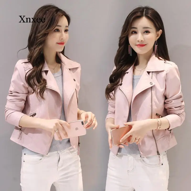 Women Jacket Spring Autumn Pink Pu Leather Coat Biker Bomber Jacket Motorcycle Faux Leather Outerwear Casual Black Jackets
Women Jacket Spring Autumn Pink Pu Leather Coat Biker Bomber Jacket Motorcycle Faux Leather Outerwear Casual Black Jackets