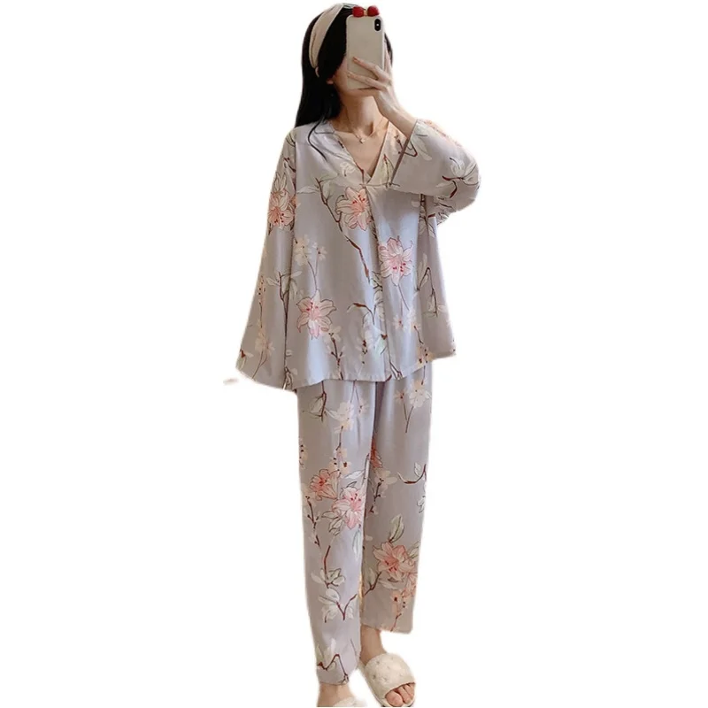 Online Celebrity Ins Style Silk Pajamas Women's Spring and Autumn Thin Long Sleeve Artificial Cotton Home Wear plus Size
Online Celebrity Ins Style Silk Pajamas Women's Spring and Autumn Thin Long Sleeve Artificial Cotton Home Wear plus Size