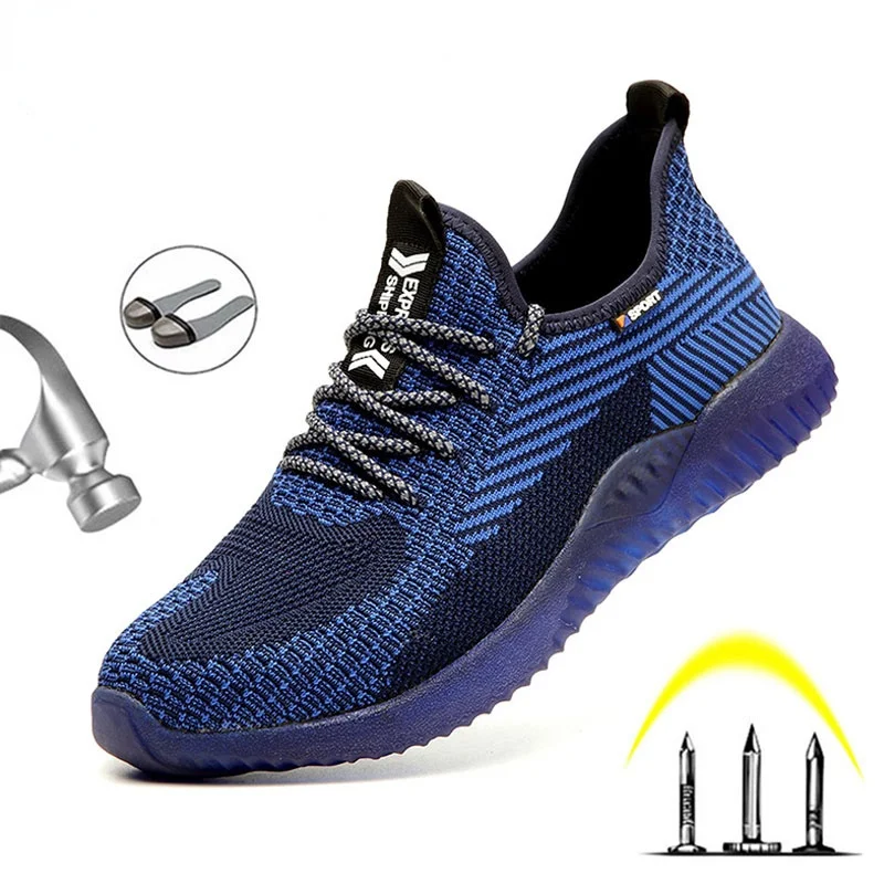 

Men Steel Toe Safety Work Shoes Breathable Comfortable Industrial Construction Shoes Puncture Proof Antislip Outdoor Sneakers