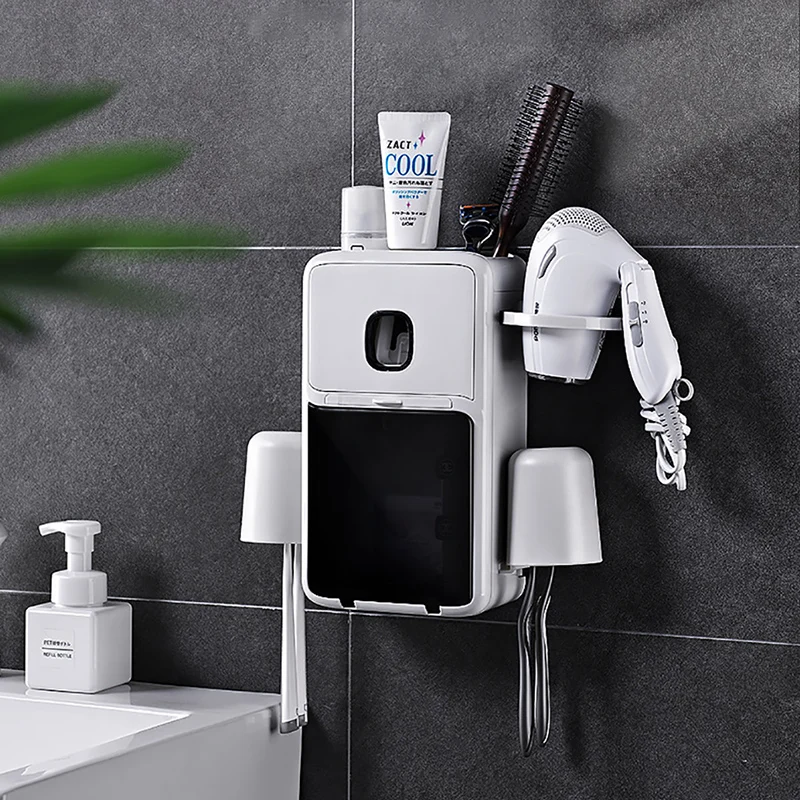 Multifunction Toothbrush Holder Automatic Toothpaste Dispenser Wall Mounted Bathroom Accessories Set Bathroom Storage Rack
Multifunction Toothbrush Holder Automatic Toothpaste Dispenser Wall Mounted Bathroom Accessories Set Bathroom Storage Rack