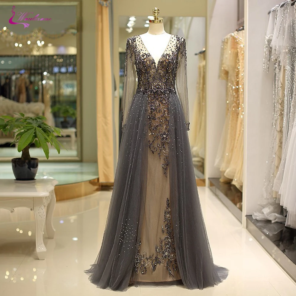 Waulizane Deep V Neckline of A-Line Evening Dresses Blace Color With Rhinestones Of Full Sleeve Beading Party Dress
Waulizane Deep V Neckline of A-Line Evening Dresses Blace Color With Rhinestones Of Full Sleeve Beading Party Dress