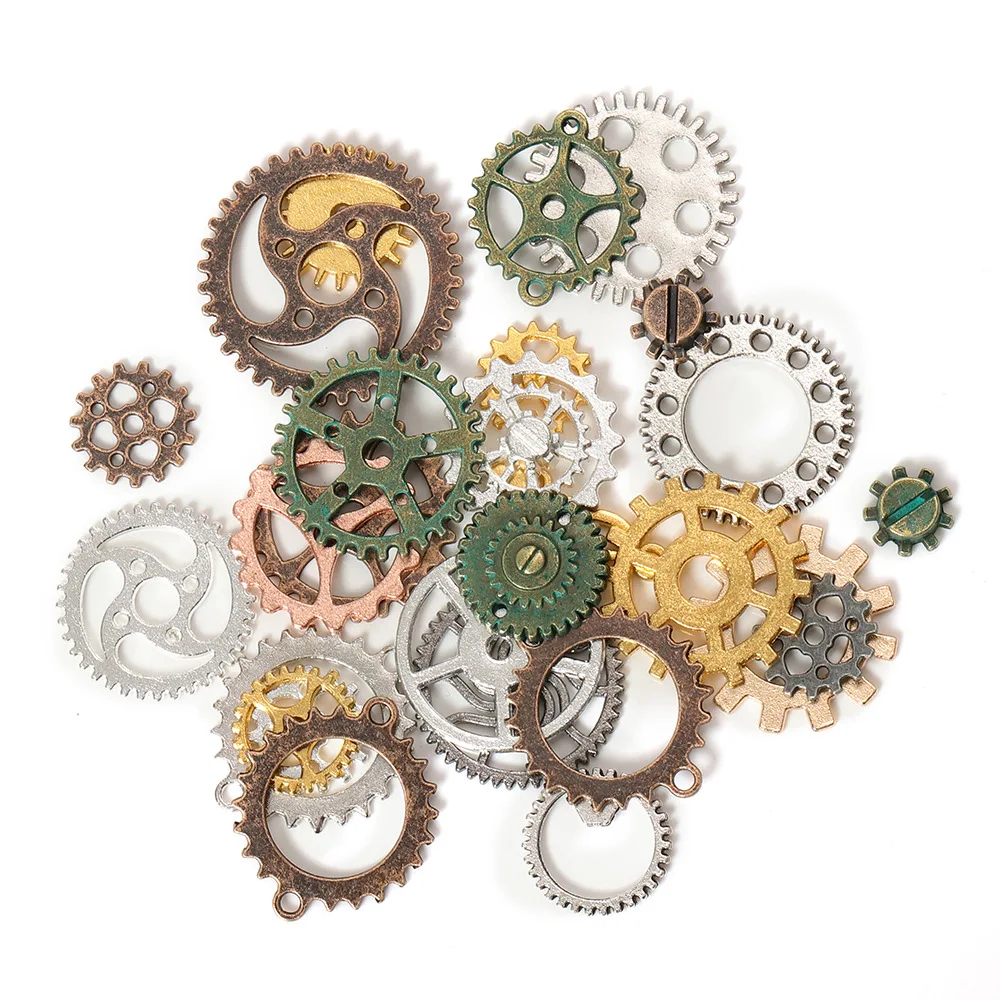 35-85pcs 8-25mm Mix Steampunk Gears and Cogs Connector Charms Pendant DIY Findings for Jewelry Making Bracelets Handmade Crafts - купить по